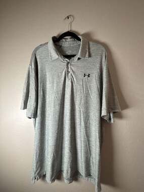 Under Armour Men's HeatGear Heather Gray Short Sleeve Loose Fit Performance Polo